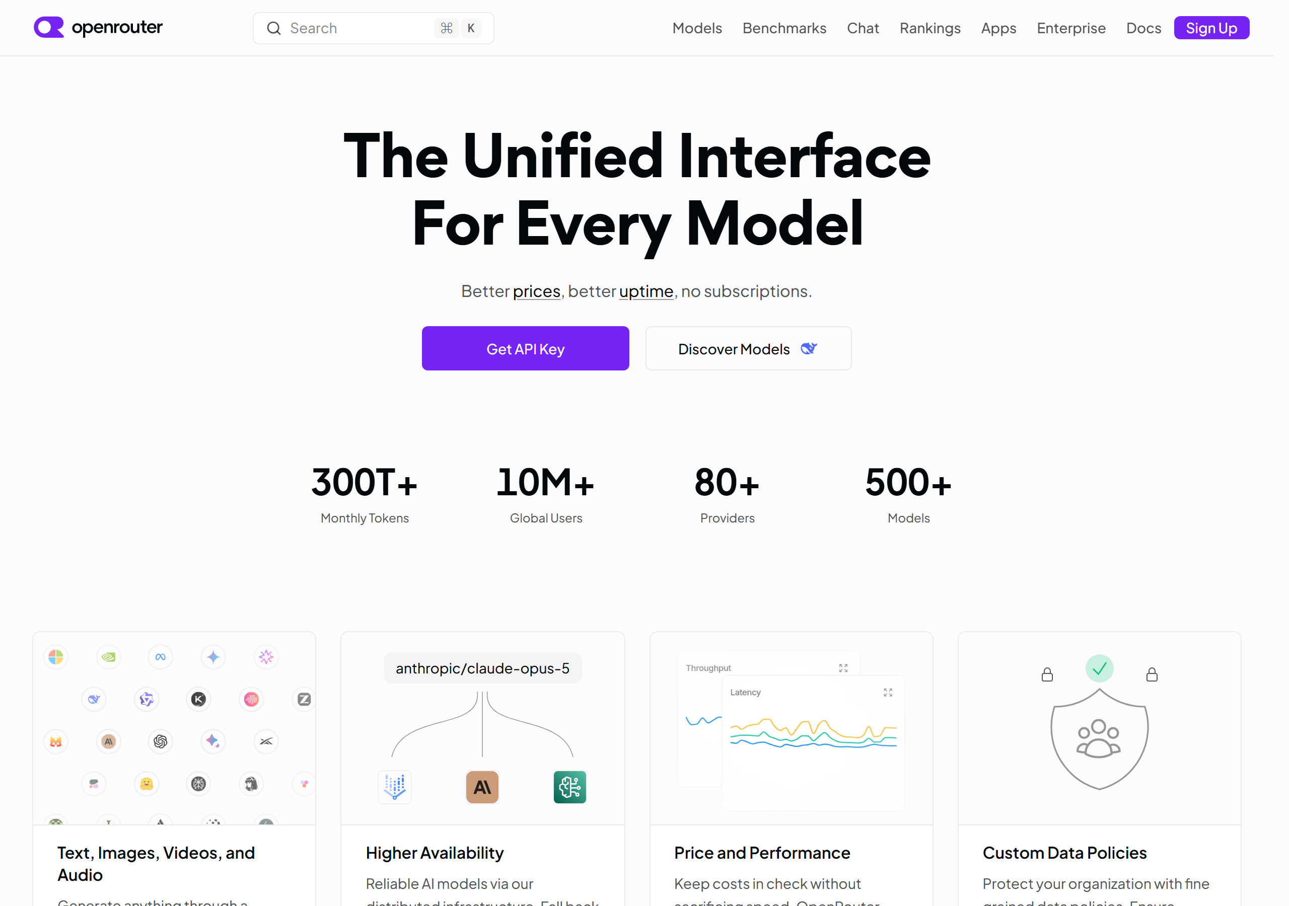 The OpenRouter website home page